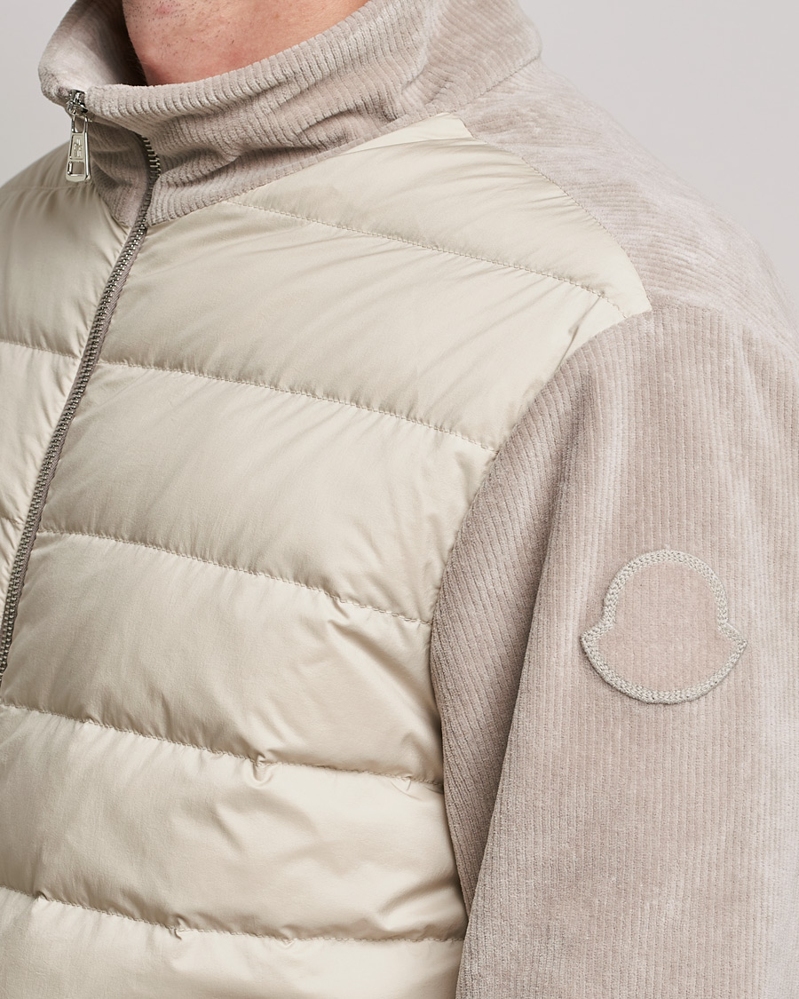 Herre | Gensere | Moncler | Corduroy Zip Cardigan Light Beige