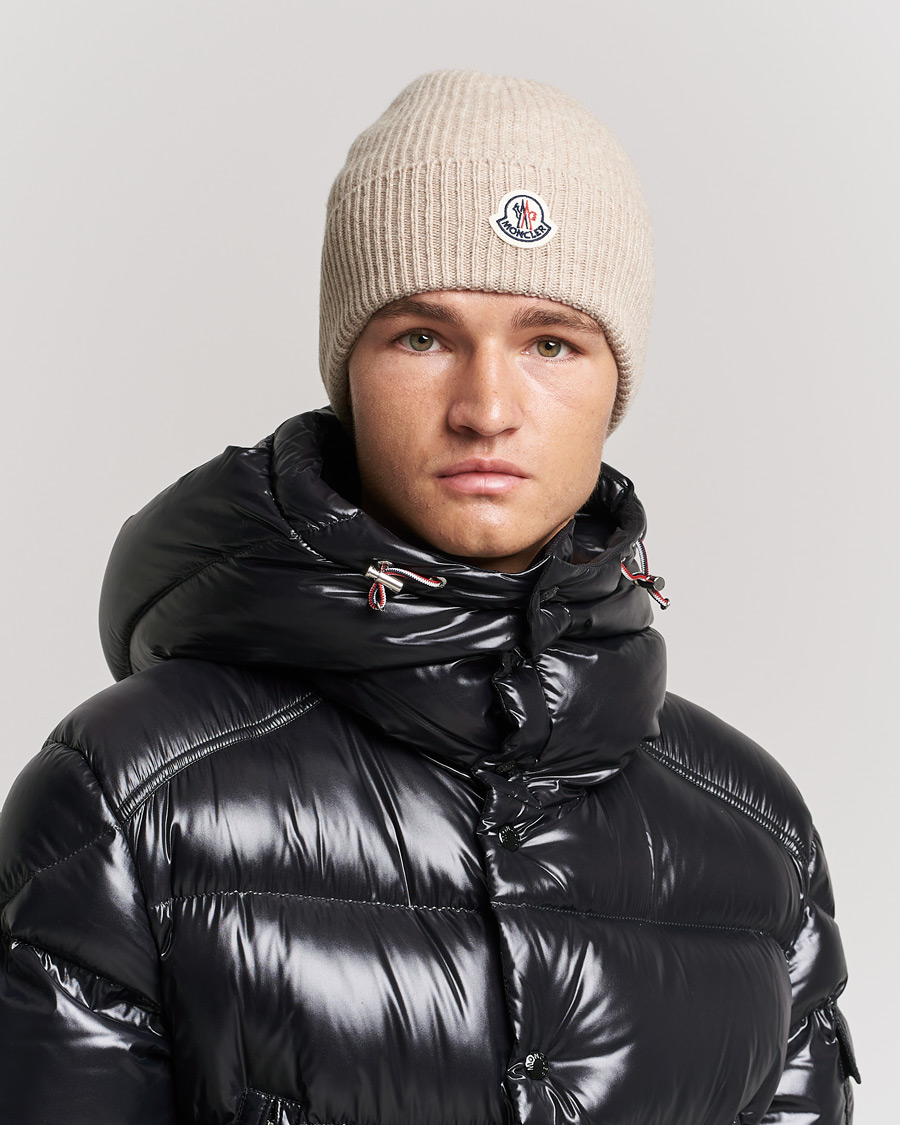 Herre | Moncler Cashmere Beanie Beige | Moncler | Cashmere Beanie Beige