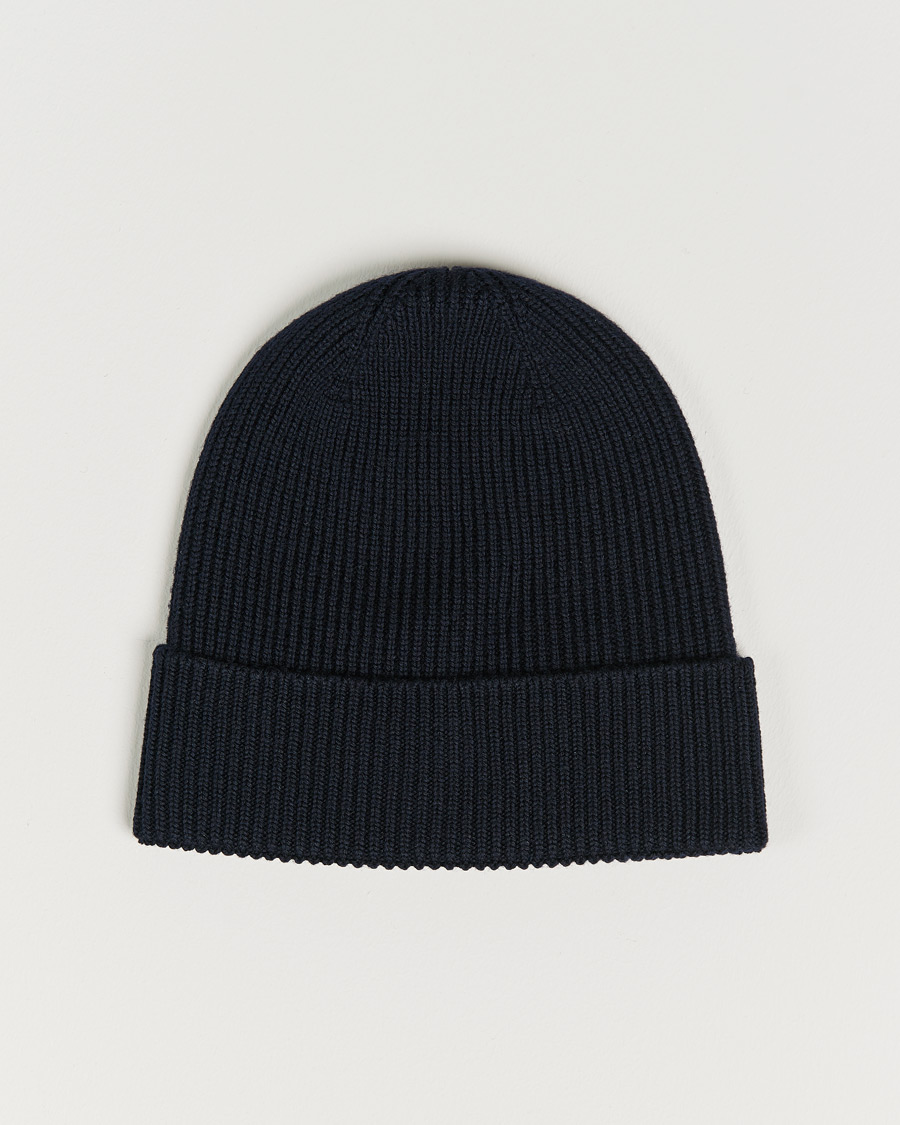 Herre | Luer | Moncler | Ribbed Wool Beanie Navy