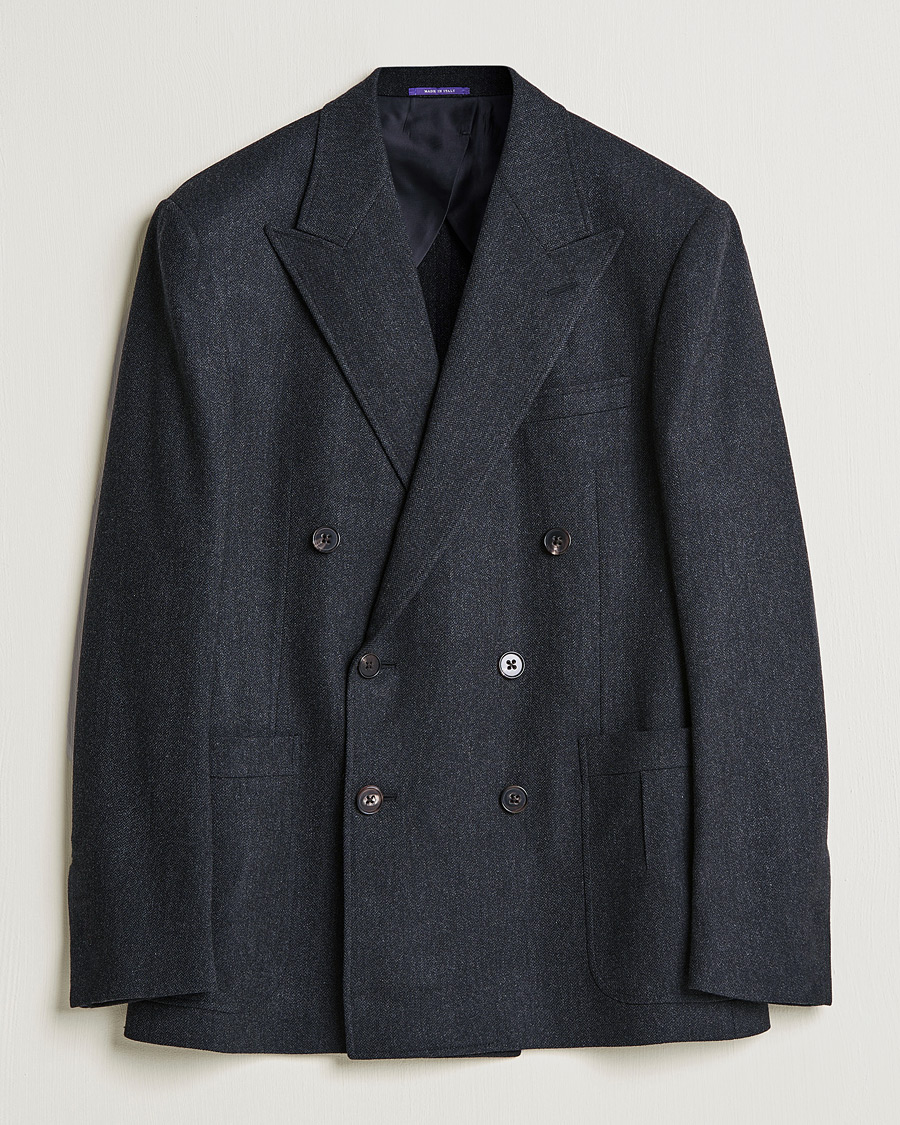 Herre | Dressjakker | Ralph Lauren Purple Label | Double Breasted Flannel Sportcoat Dark Grey