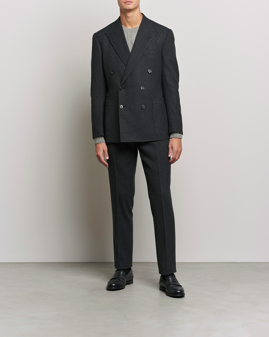 Herre | Dressjakker | Ralph Lauren Purple Label | Double Breasted Flannel Sportcoat Dark Grey