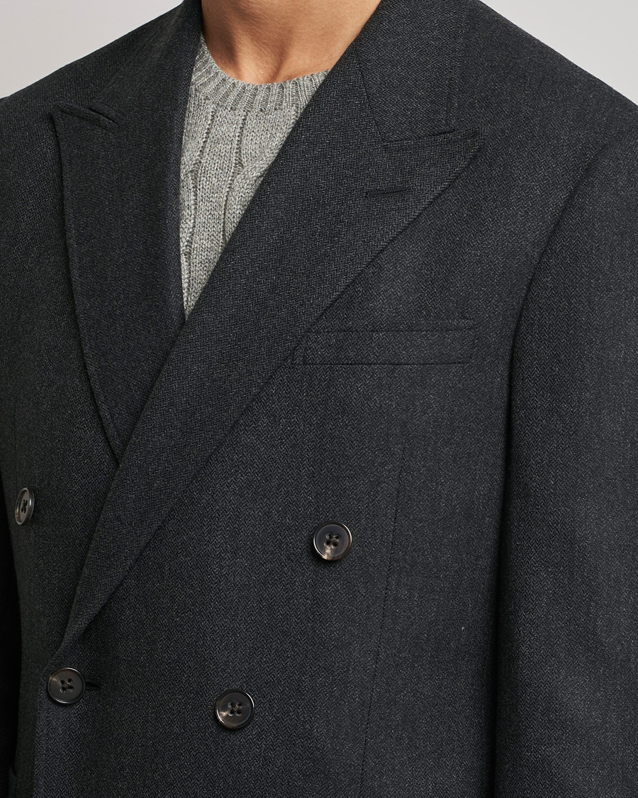 Herre | Dressjakker | Ralph Lauren Purple Label | Double Breasted Flannel Sportcoat Dark Grey