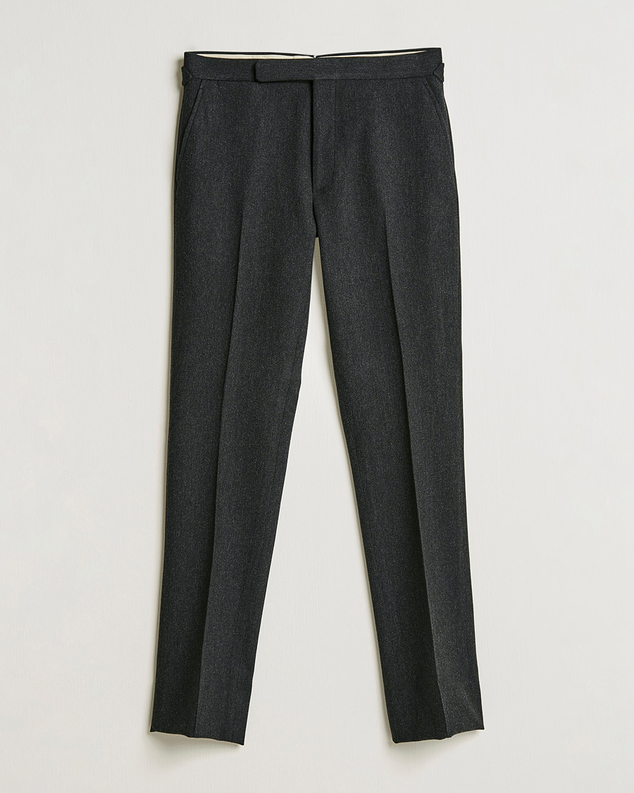 Herre |  | Ralph Lauren Purple Label | Flat Front Flannel Trousers Dark Grey