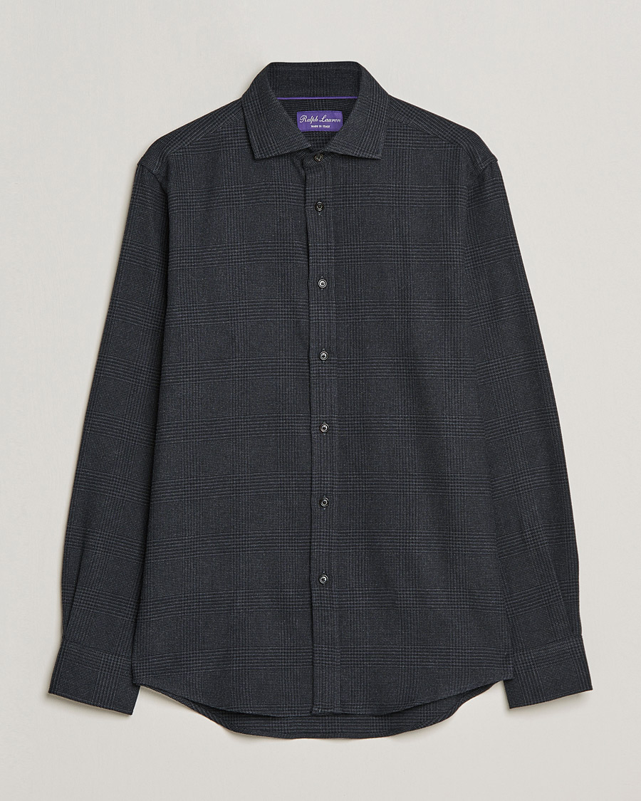 Herre |  | Ralph Lauren Purple Label | Flannel Sport Shirt Dark Grey