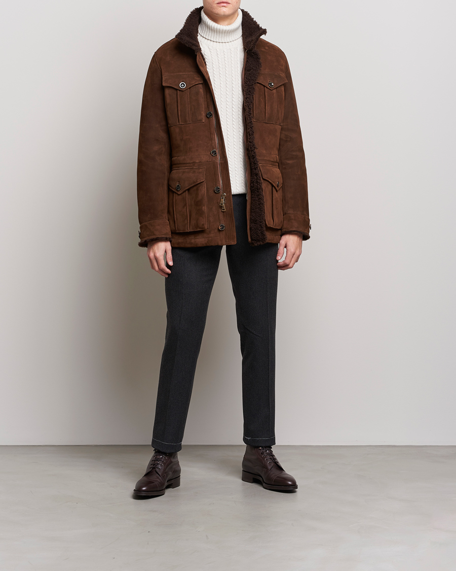 Herre | Jakker | Ralph Lauren Purple Label | Shearling Field Jacket Chestnut