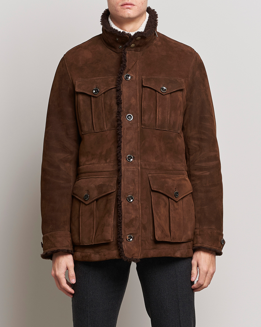 Herre | Jakker | Ralph Lauren Purple Label | Shearling Field Jacket Chestnut
