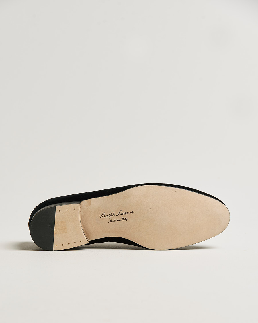 Herre | Ralph Lauren Purple Label Velvet Embroidered Slippers Black | Ralph Lauren Purple Label | Velvet Embroidered Slippers Black