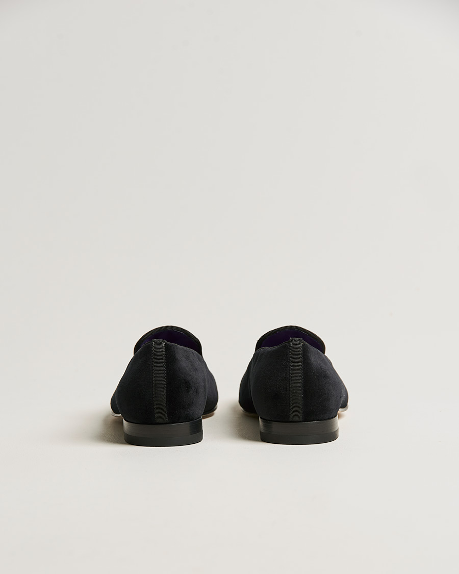 Herre | Ralph Lauren Purple Label Velvet Embroidered Slippers Black | Ralph Lauren Purple Label | Velvet Embroidered Slippers Black