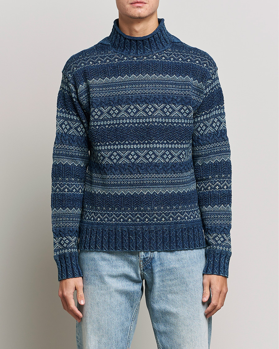 Herre |  | RRL | Mock Neck Sweater Blue Indigo