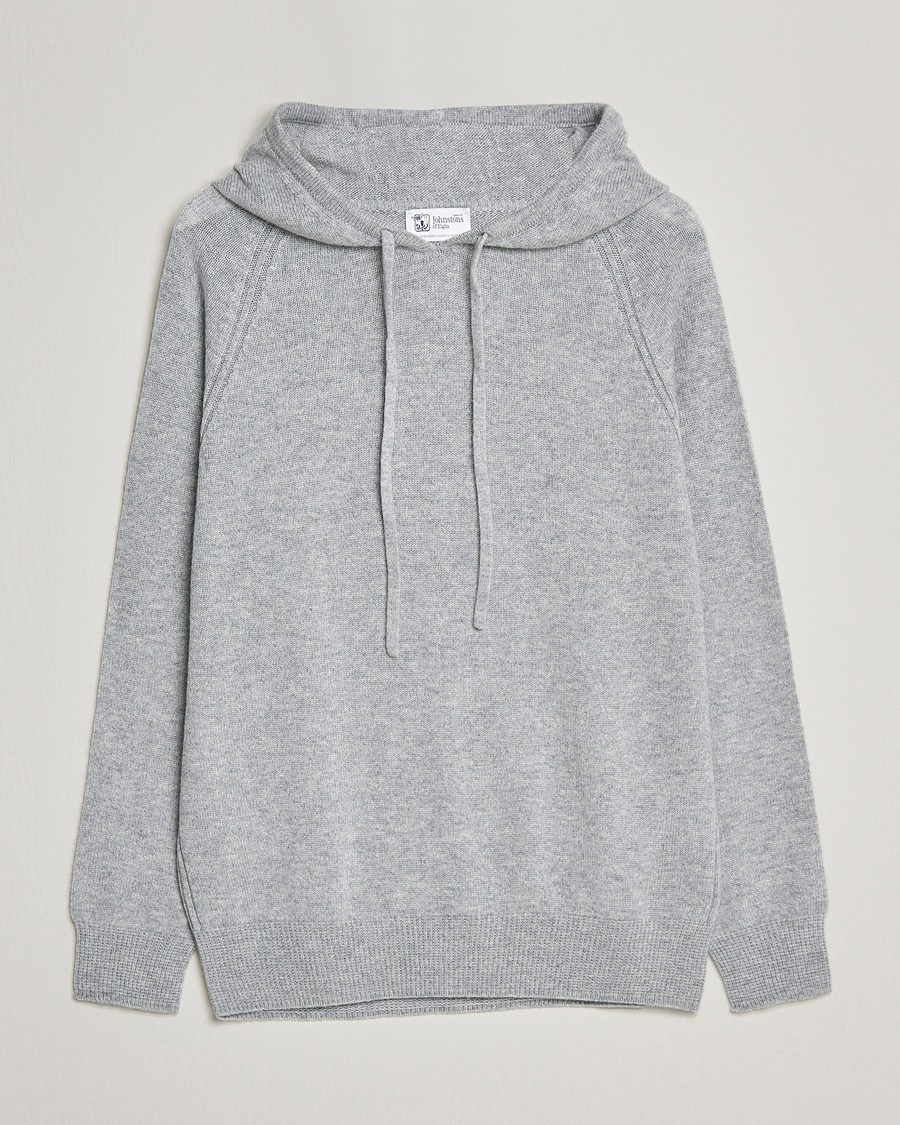 Herre | Gensere | Johnstons of Elgin | Seamless Cashmere Hoodie Silver