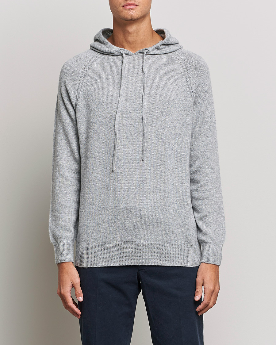 Herre | Gensere | Johnstons of Elgin | Seamless Cashmere Hoodie Silver