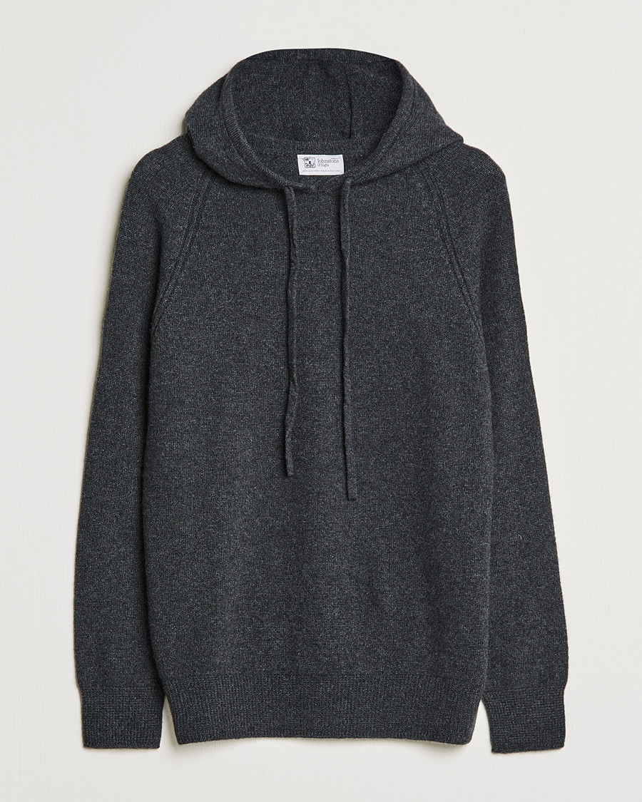 Herre | Gensere | Johnstons of Elgin | Seamless Cashmere Hoodie Carbon
