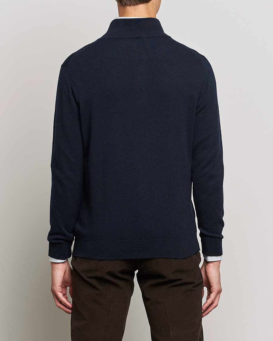 Herre | Gensere | Johnstons of Elgin | 2-Ply Cashmer Half Zip Dark Navy