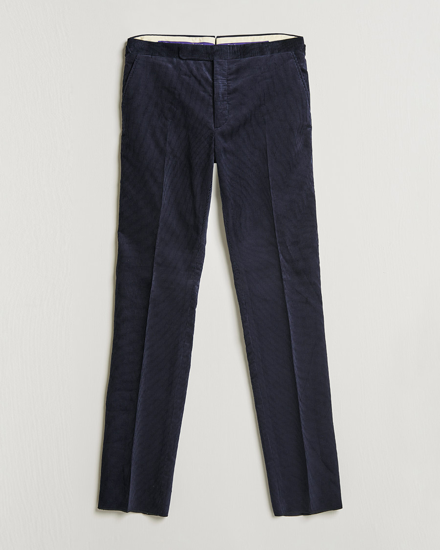 Herre | Bukser | Ralph Lauren Purple Label | Wale Corduroy Trousers Chairman Navy