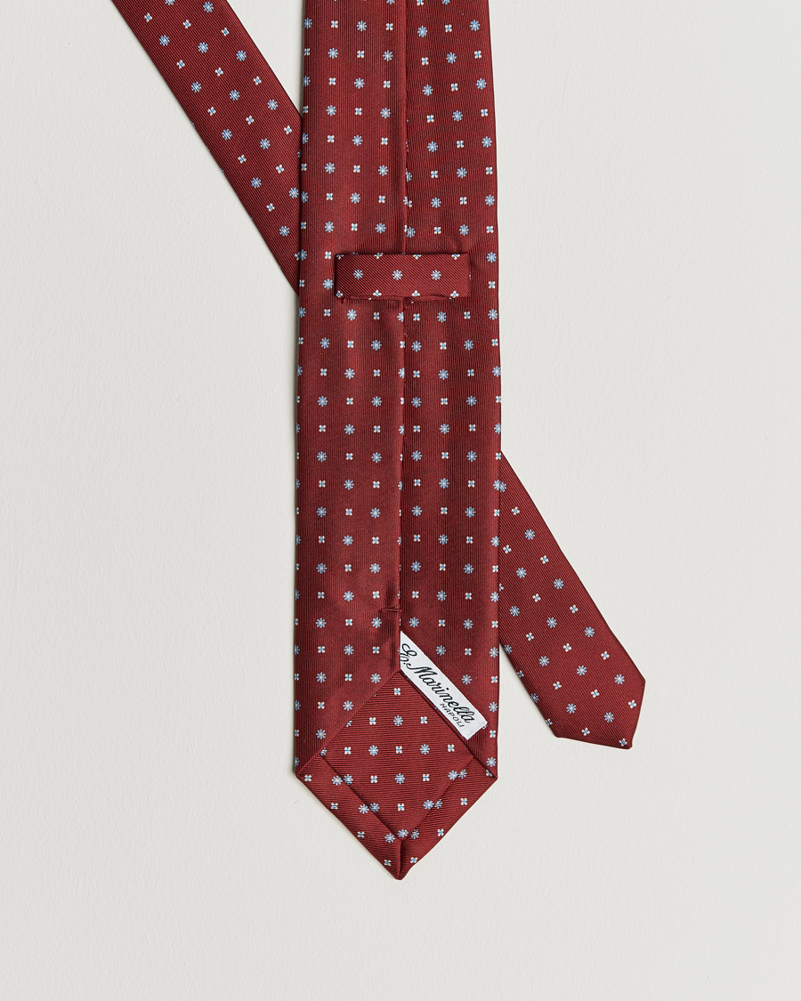 Herre | Slips | E. Marinella | 3-Fold Micro Pattern Silk Tie Red