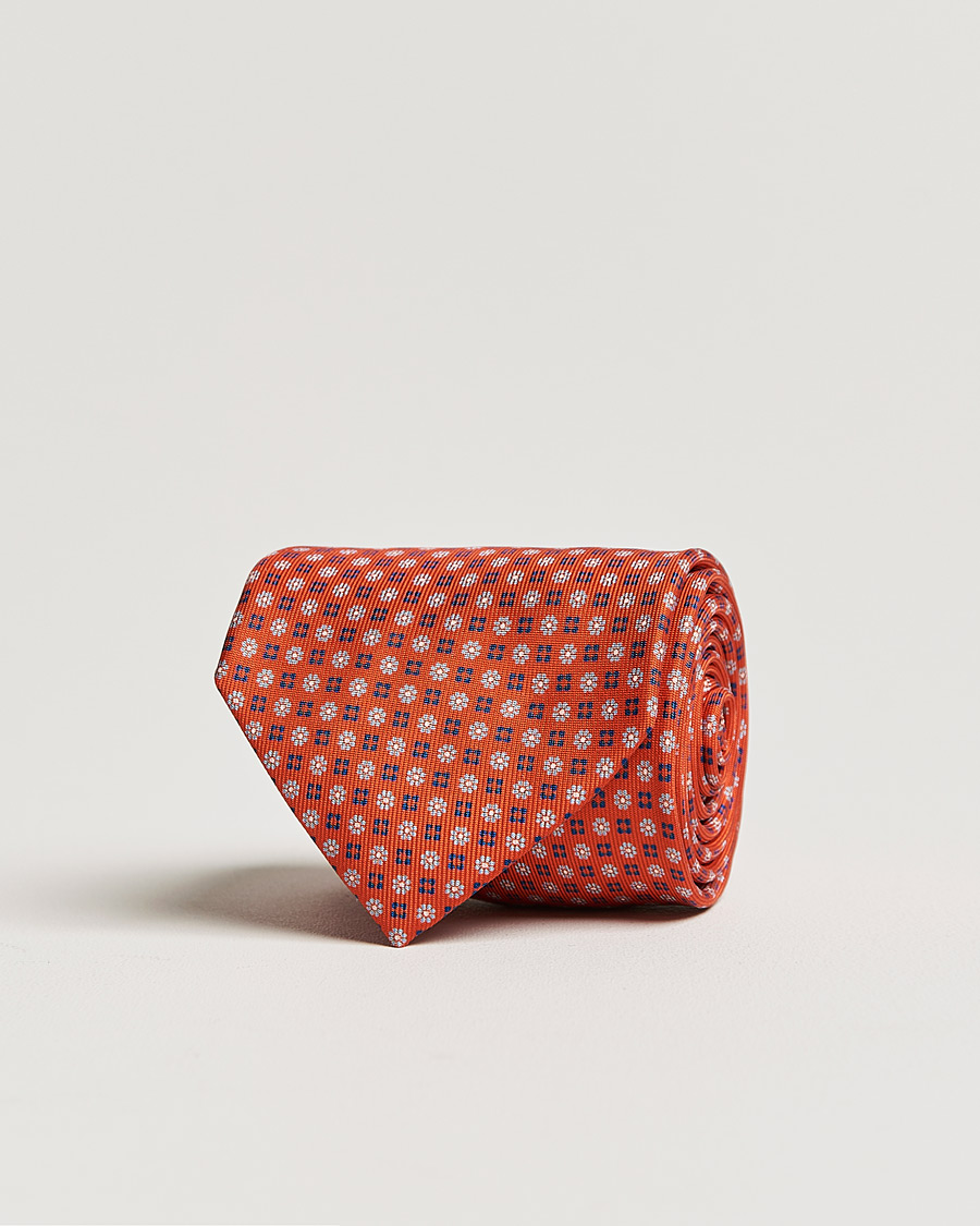 Herre |  | E. Marinella | 3-Fold Micro Pattern Silk Tie Orange