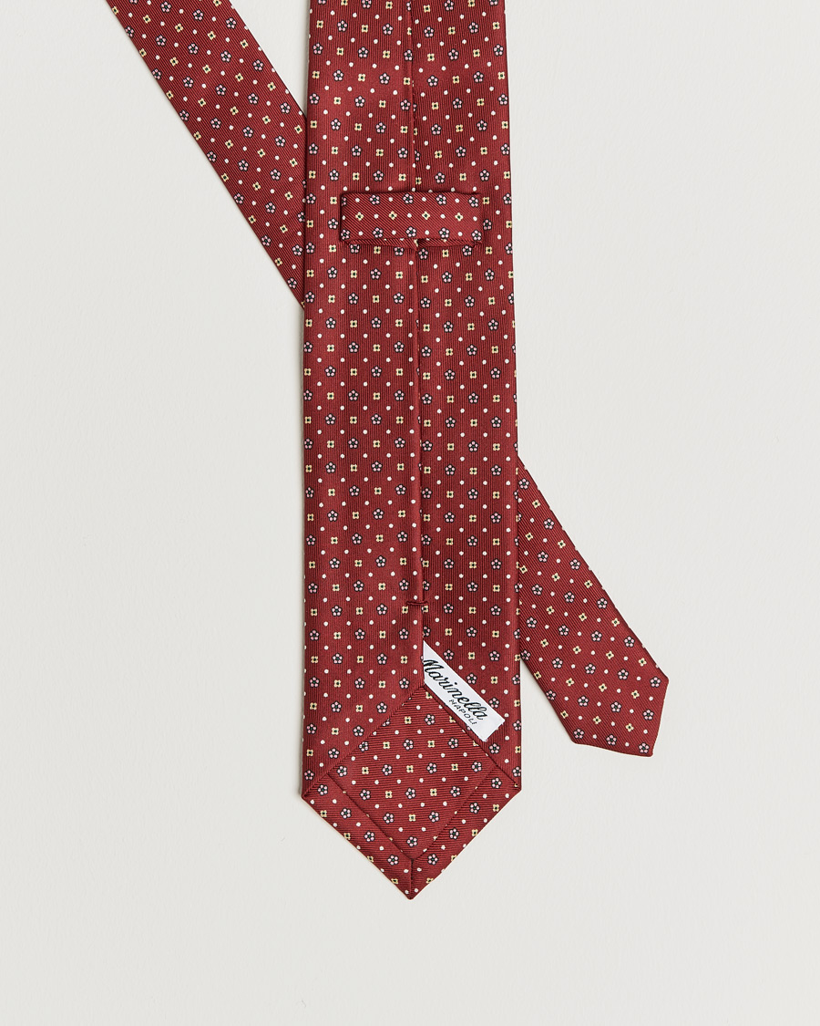 Herre | E. Marinella 3-Fold Flower Pattern Silk Tie Red | E. Marinella | 3-Fold Flower Pattern Silk Tie Red