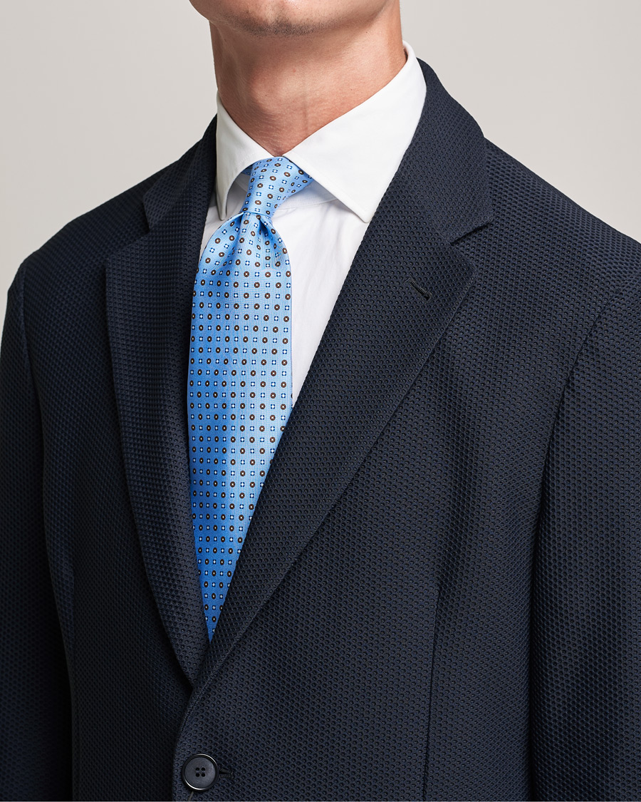 Herre | E. Marinella 3-Fold Micro Dot Silk Tie Light Blue | E. Marinella | 3-Fold Micro Dot Silk Tie Light Blue