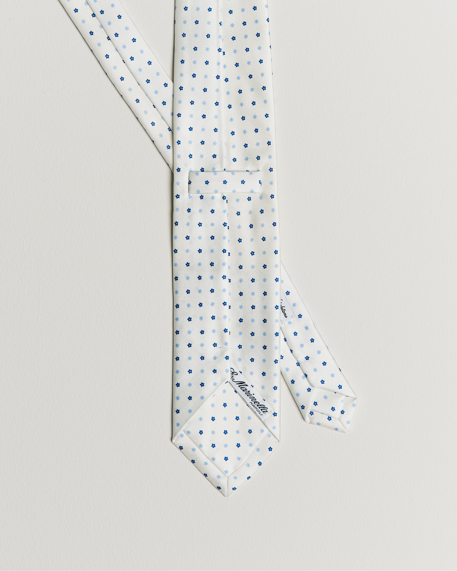 Herre | E. Marinella 3-Fold Flower Silk Tie White | E. Marinella | 3-Fold Flower Silk Tie White