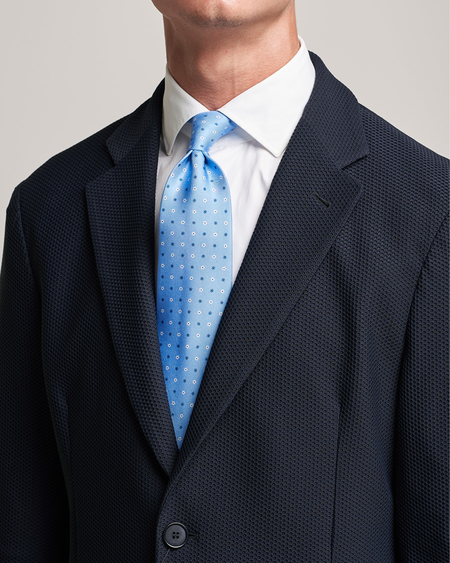 Herre |  | E. Marinella | 3-Fold Flower Silk Tie Light Blue