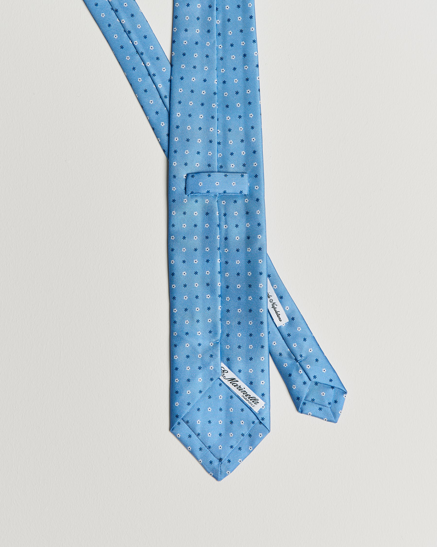 Herre | E. Marinella 3-Fold Flower Silk Tie Light Blue | E. Marinella | 3-Fold Flower Silk Tie Light Blue