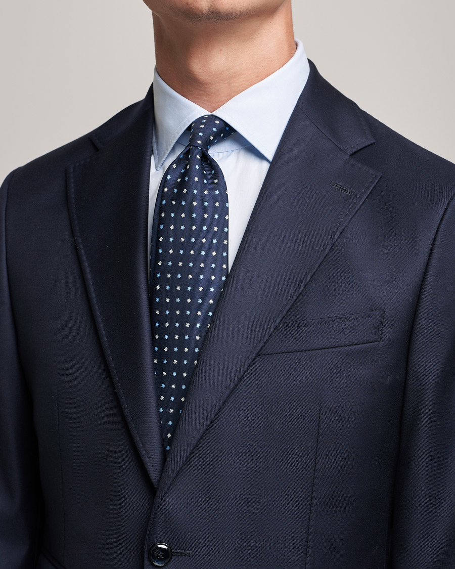 Herre | Slips | E. Marinella | 3-Fold Flower Silk Tie Navy