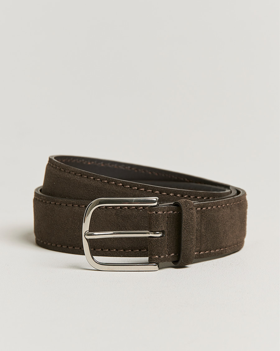 Herre | Orciani Suede Belt 3,5 cm Dark Brown | Orciani | Suede Belt 3,5 cm Dark Brown