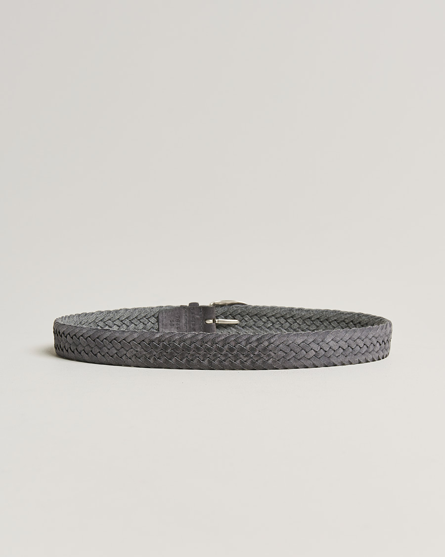 Herre |  | Orciani | Braided Suede Belt 3,5 cm Dark Grey