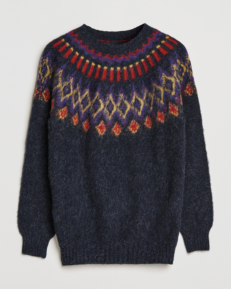 Herre | Gensere | Howlin' | Brushed Wool Fair Isle Crew Sweater Charcoal