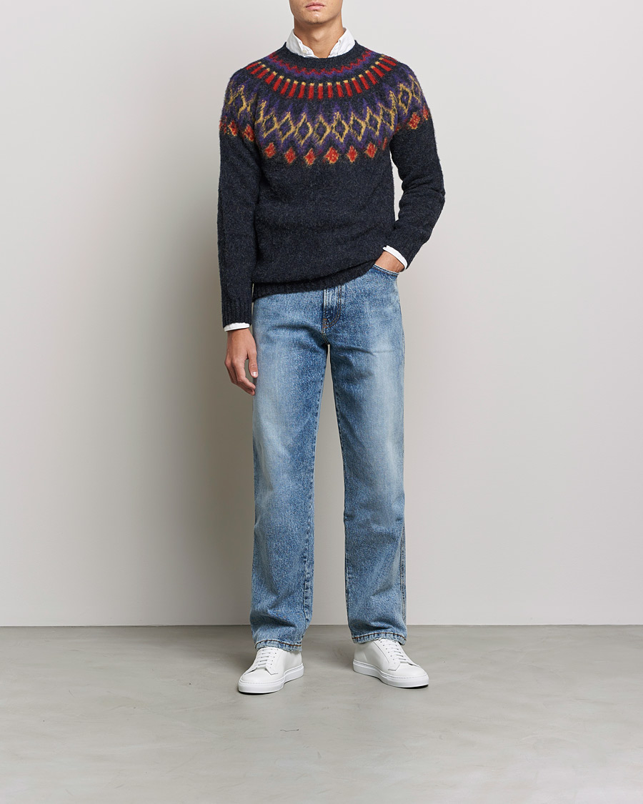 Herre | Gensere | Howlin' | Brushed Wool Fair Isle Crew Sweater Charcoal
