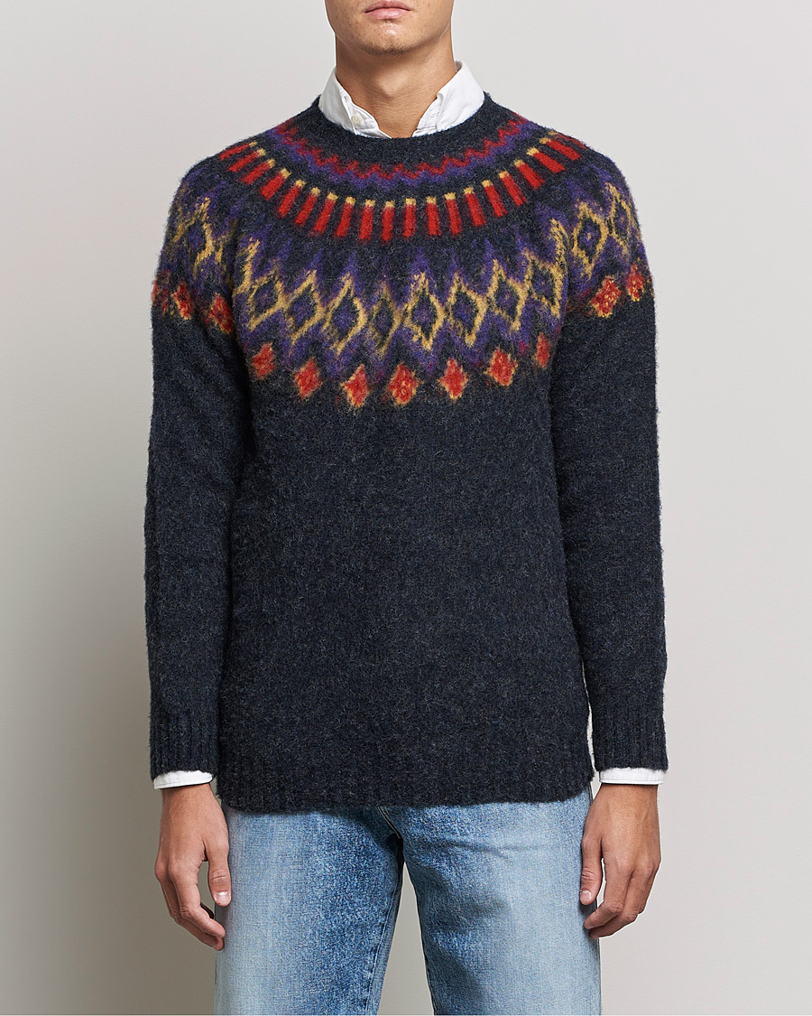 Herre | Gensere | Howlin' | Brushed Wool Fair Isle Crew Sweater Charcoal