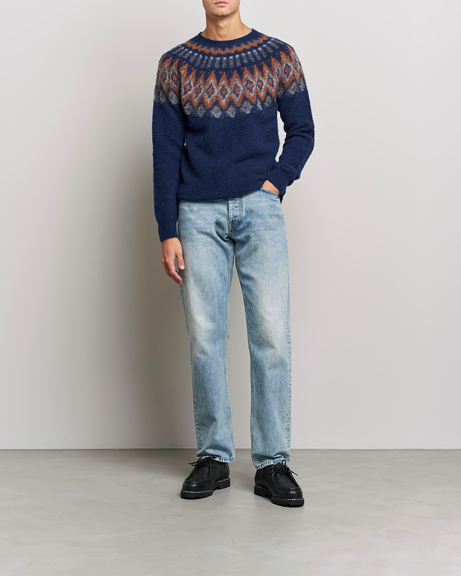 Herre | Gensere | Howlin' | Brushed Wool Fair Isle Crew Sweater Magic Blue