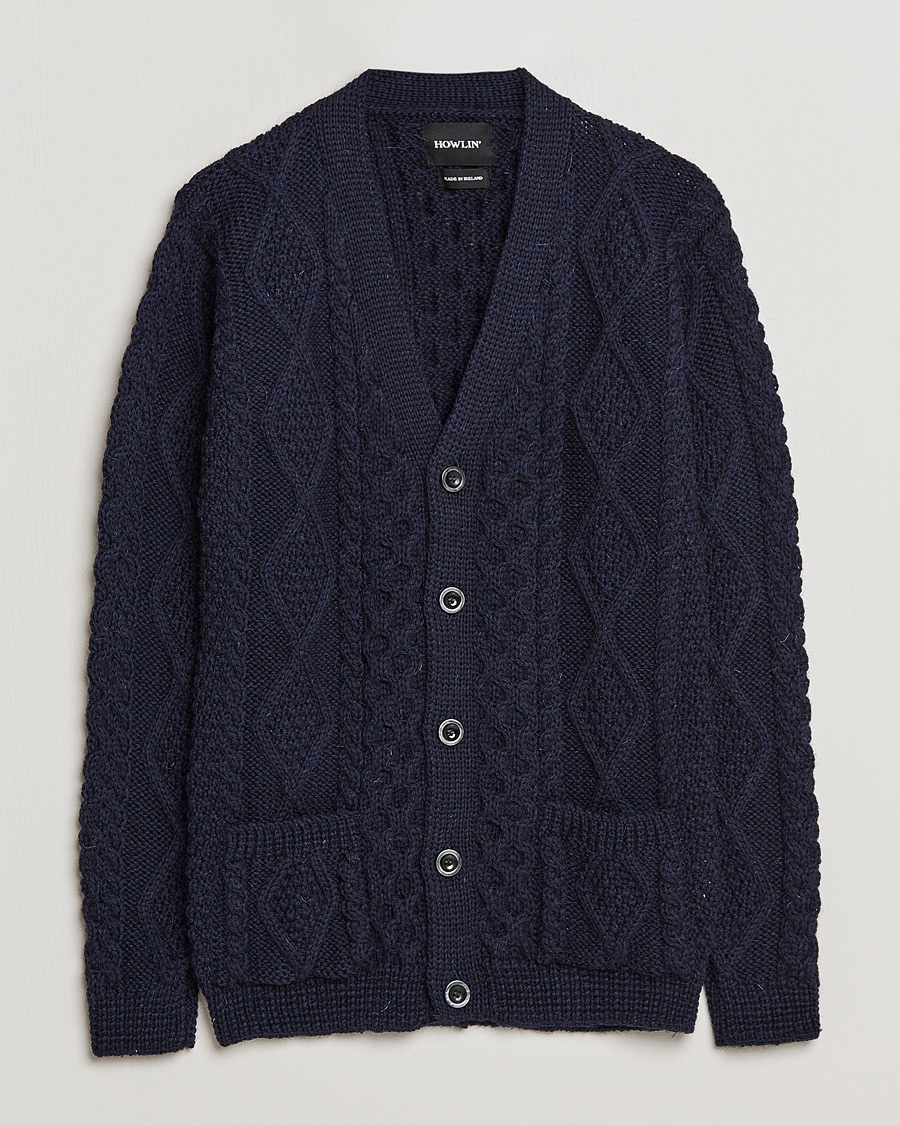 Herre | Gensere | Howlin' | Cable Knitted Wool Cardigan Navy