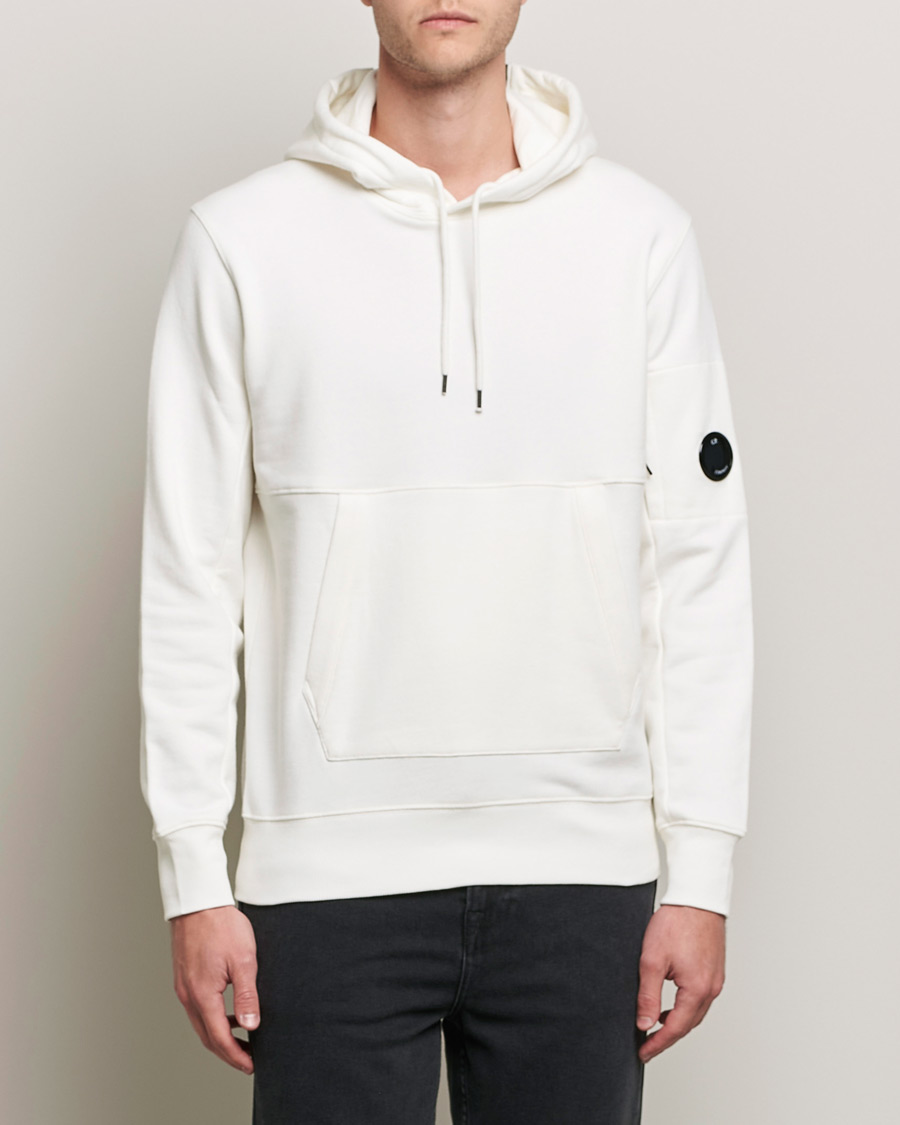 Herre | Gensere | C.P. Company | Diagonal Raised Fleece Hooded Lens Sweatshirt White