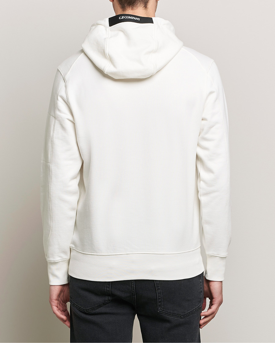 Herre | Gensere | C.P. Company | Diagonal Raised Fleece Hooded Lens Sweatshirt White