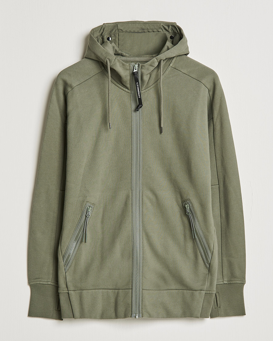 Herre | Gensere | C.P. Company | Diagonal Raised Fleece Full Zip Goggle Hoodie Green