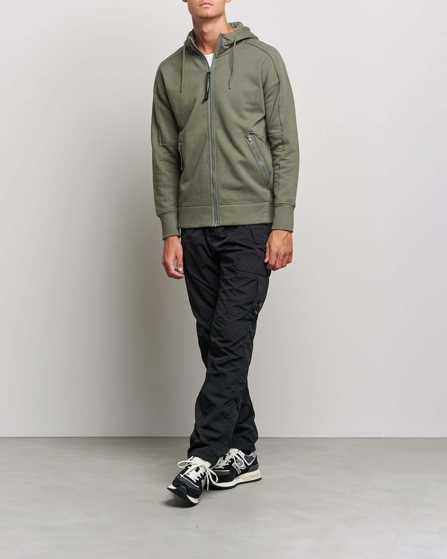 Herre | Gensere | C.P. Company | Diagonal Raised Fleece Full Zip Goggle Hoodie Green