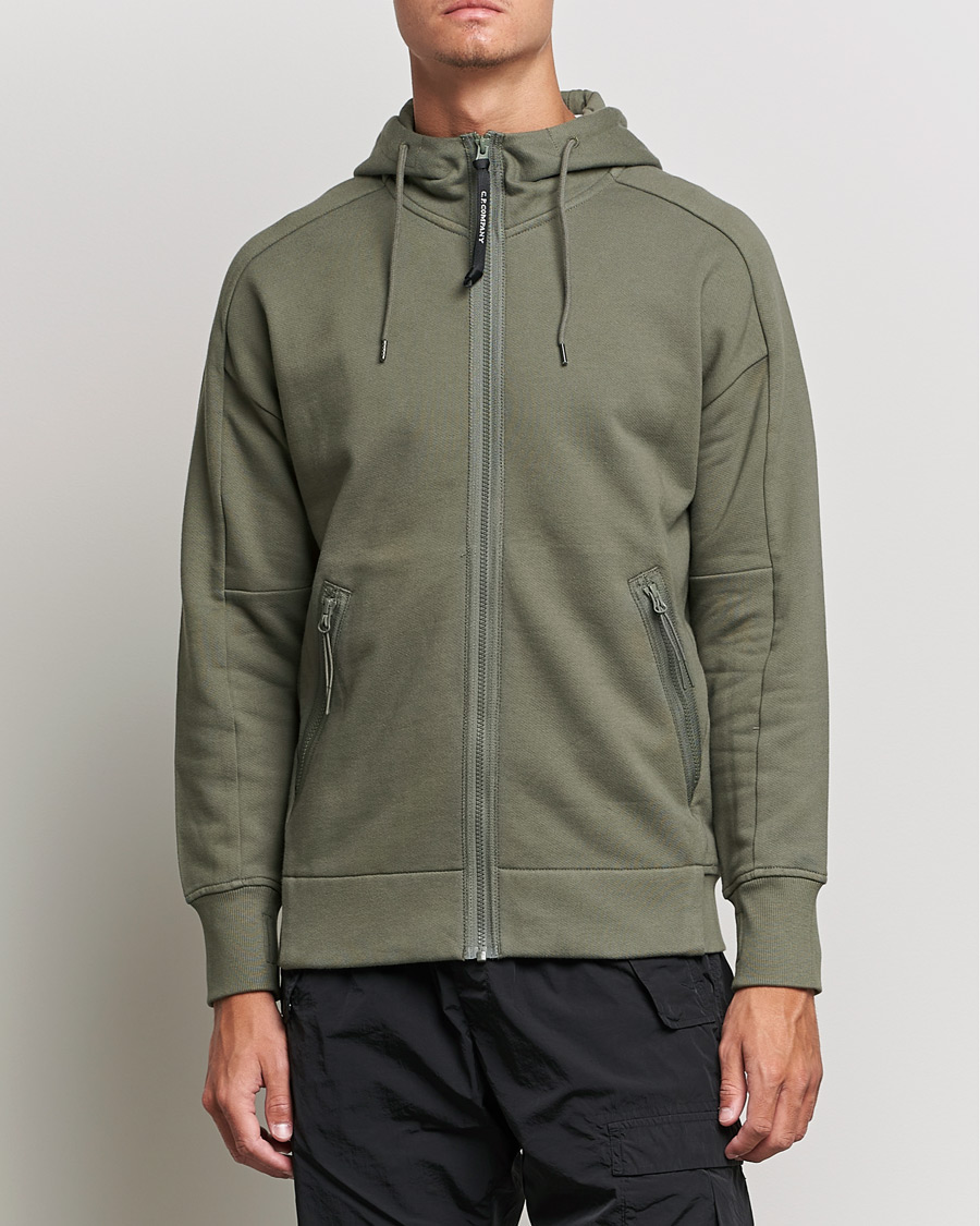 Herre | Gensere | C.P. Company | Diagonal Raised Fleece Full Zip Goggle Hoodie Green