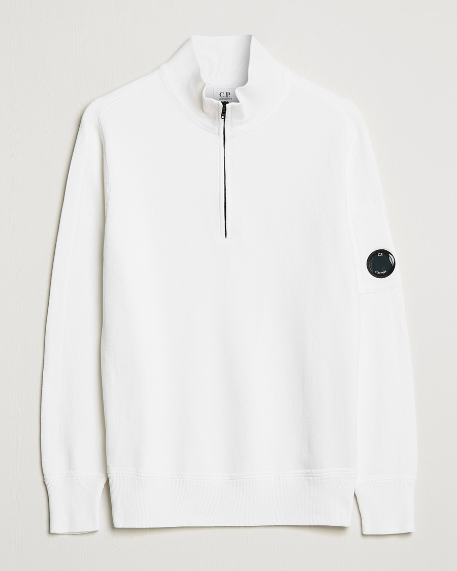 Herre | Gensere | C.P. Company | Knitted Cotton Lens Half Zip White