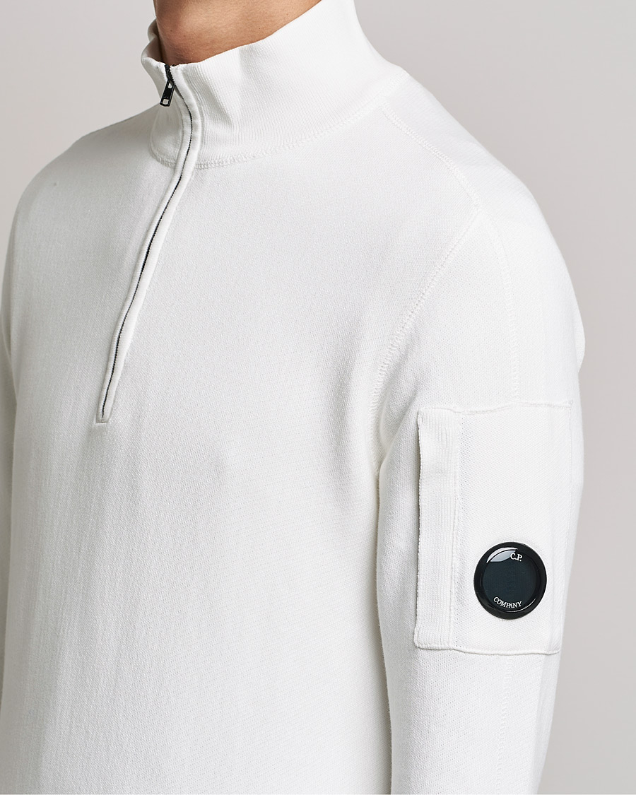 Herre | Gensere | C.P. Company | Knitted Cotton Lens Half Zip White