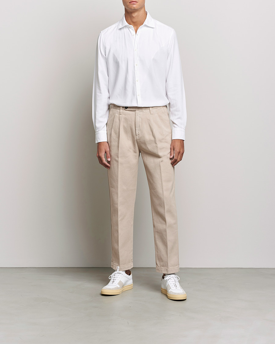 Herre | Italian Department | Massimo Alba | Genova Soft Flannel Shirt White