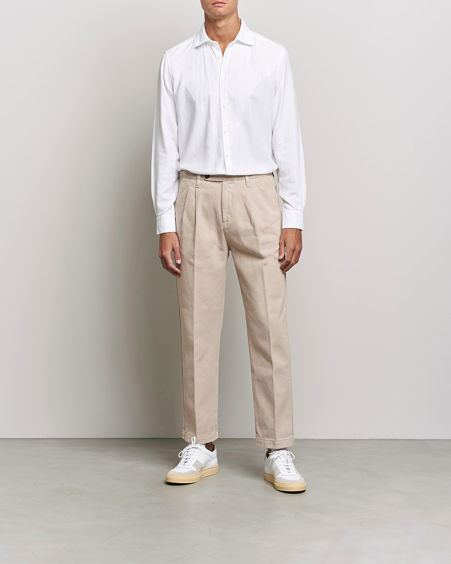 Herre | Skjorter | Massimo Alba | Genova Soft Flannel Shirt White