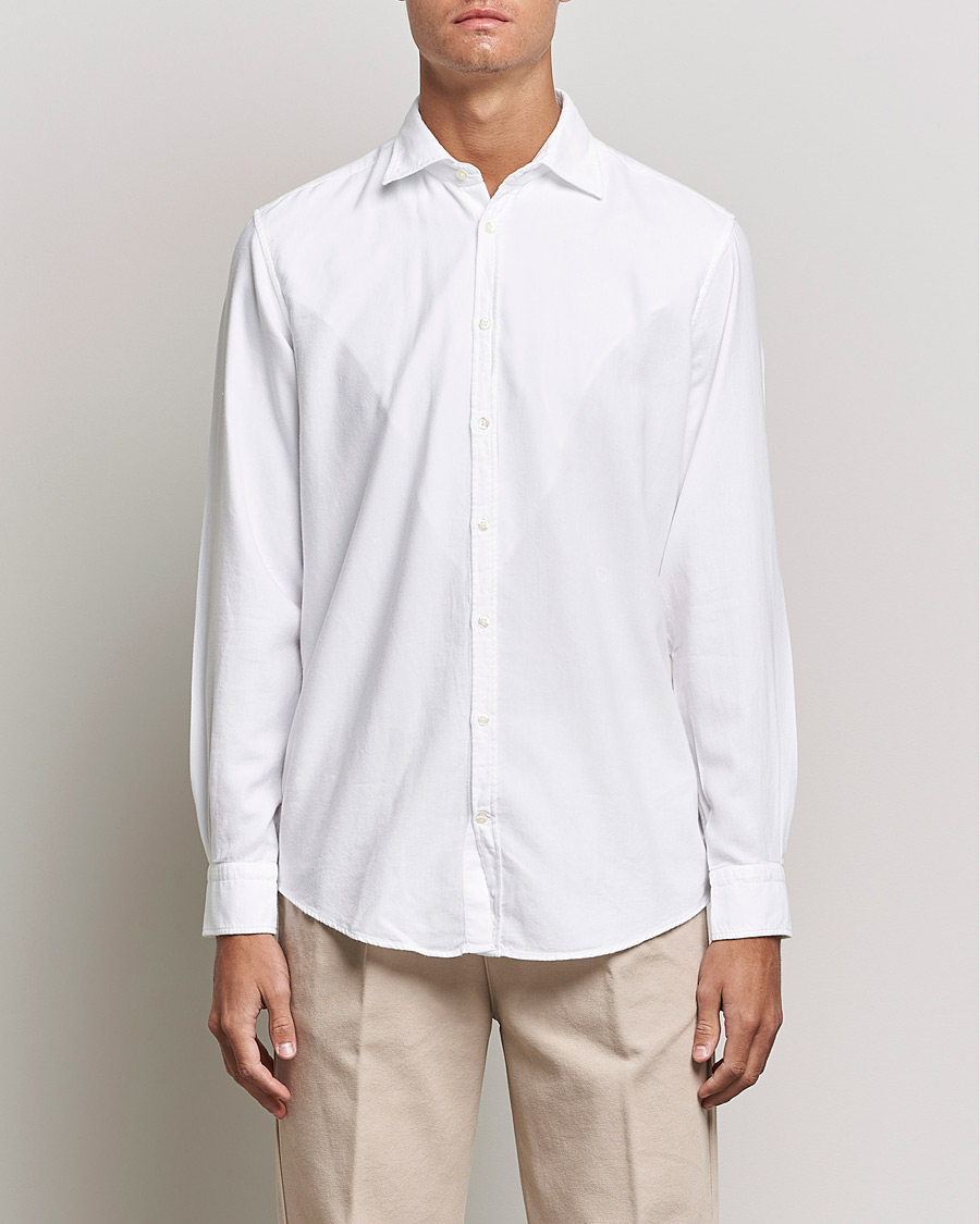 Herre | Skjorter | Massimo Alba | Genova Soft Flannel Shirt White