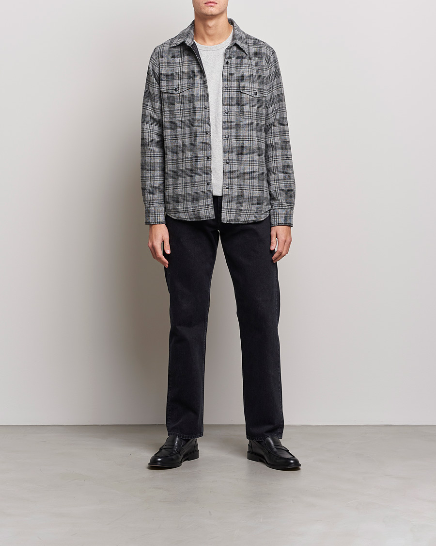 Herre | Italian Department | Aspesi | Padded Wool Overshirt Grey Check