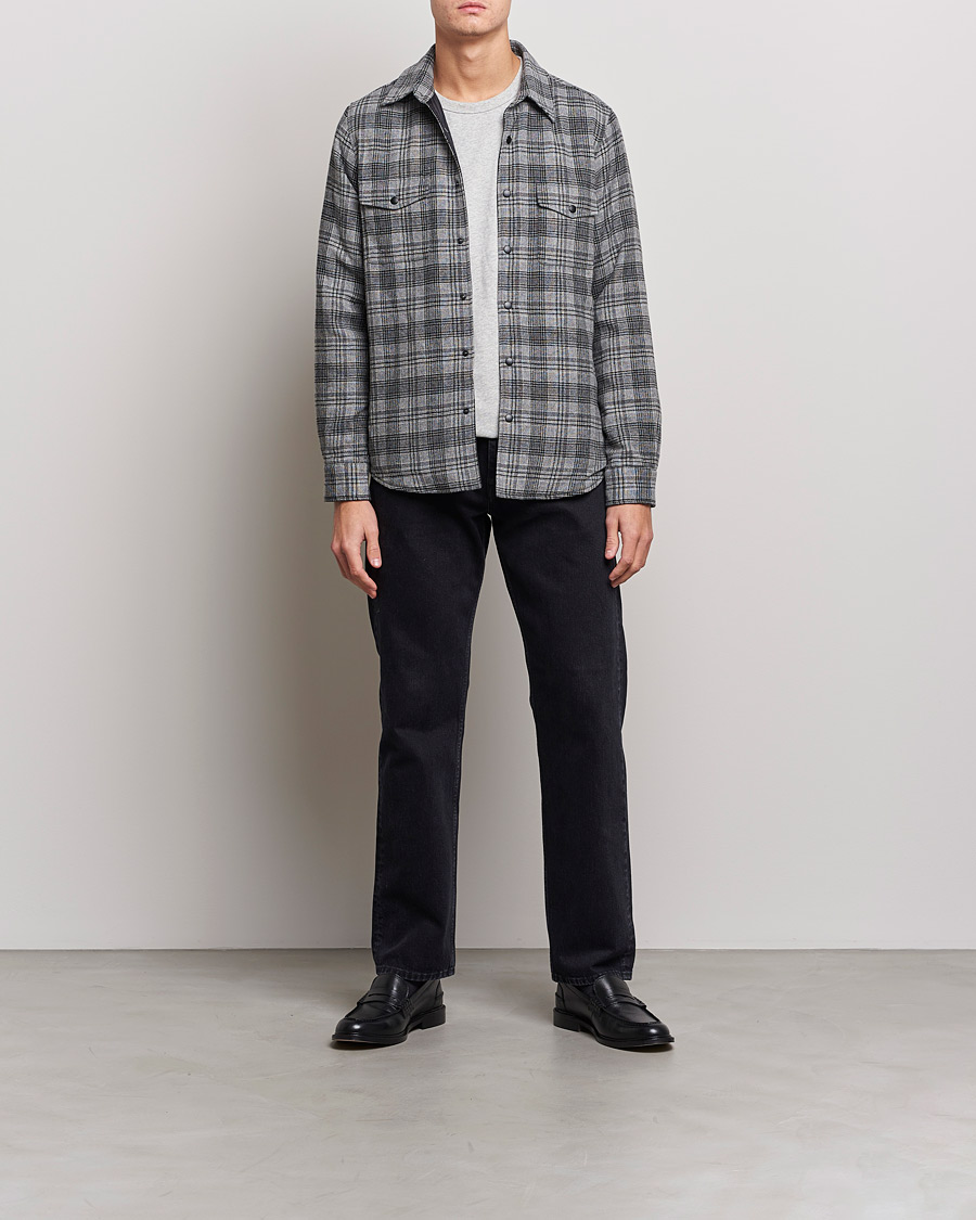 Herre | Jakker | Aspesi | Padded Wool Overshirt Grey Check