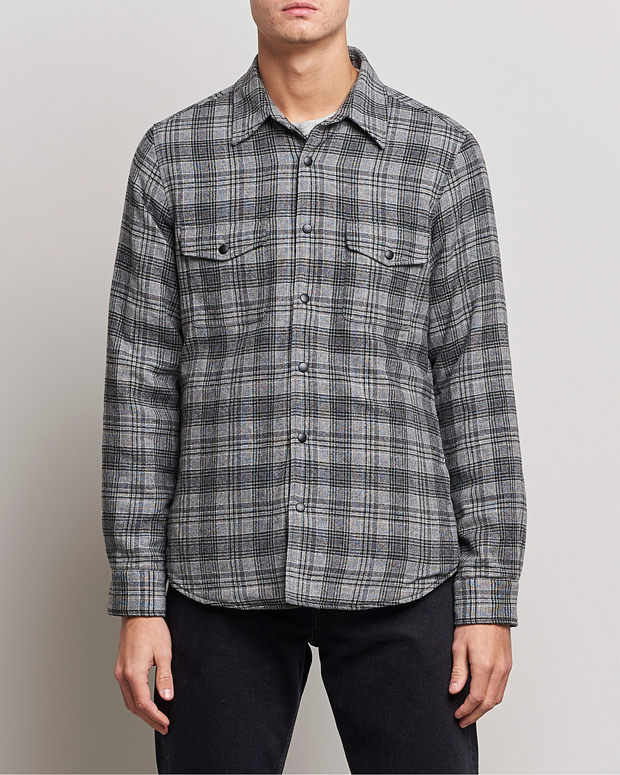 Herre | Jakker | Aspesi | Padded Wool Overshirt Grey Check