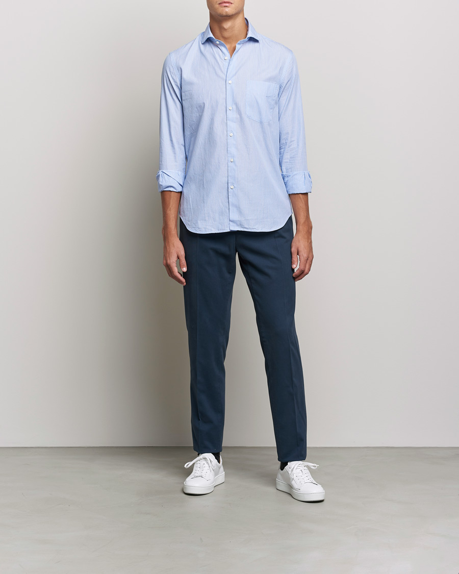 Herre | Contemporary Creators | Aspesi | Striped Poplin Shirt Light Blue