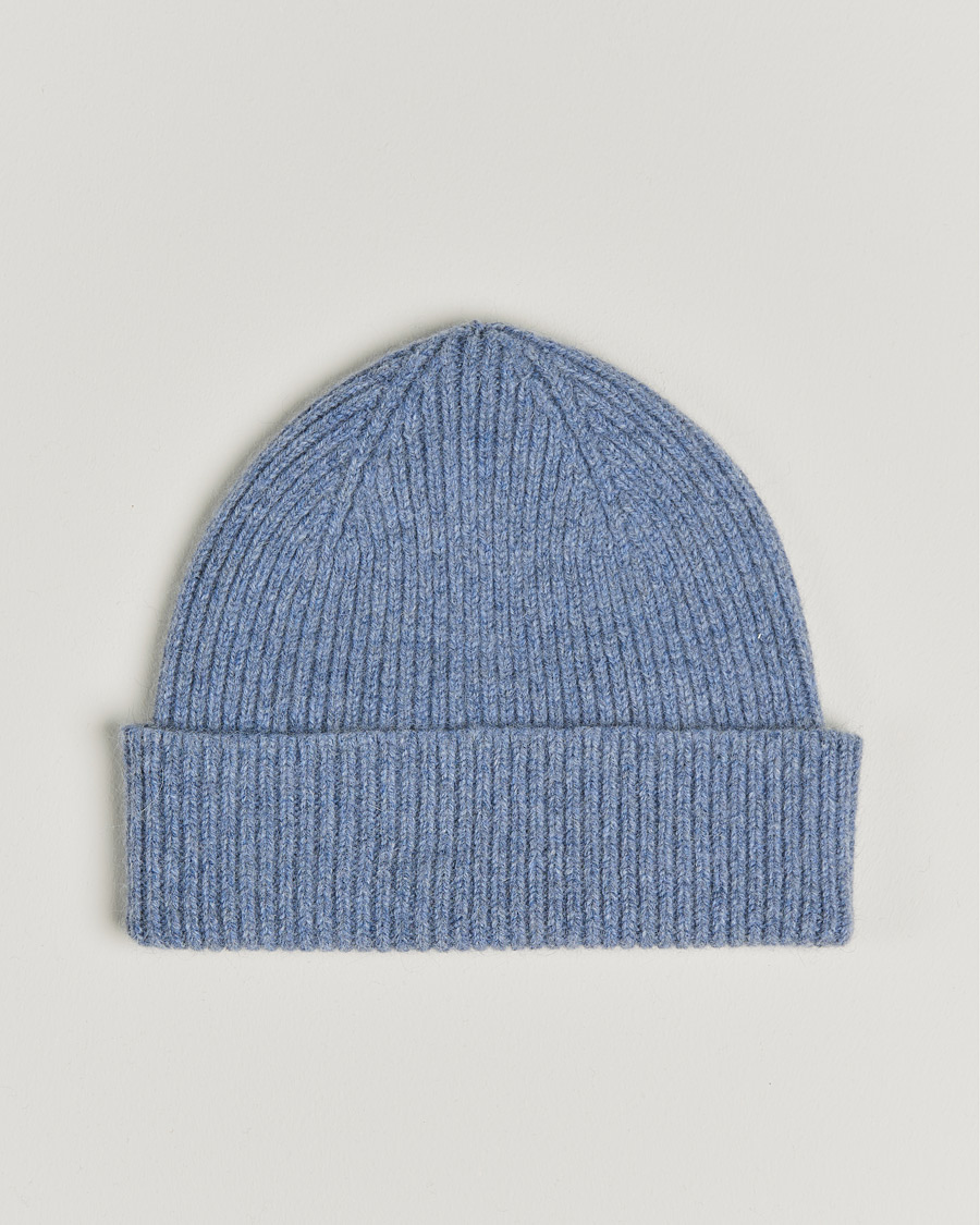 Herre | Luer | Le Bonnet | Lambswool/Caregora Beanie Washed Denim