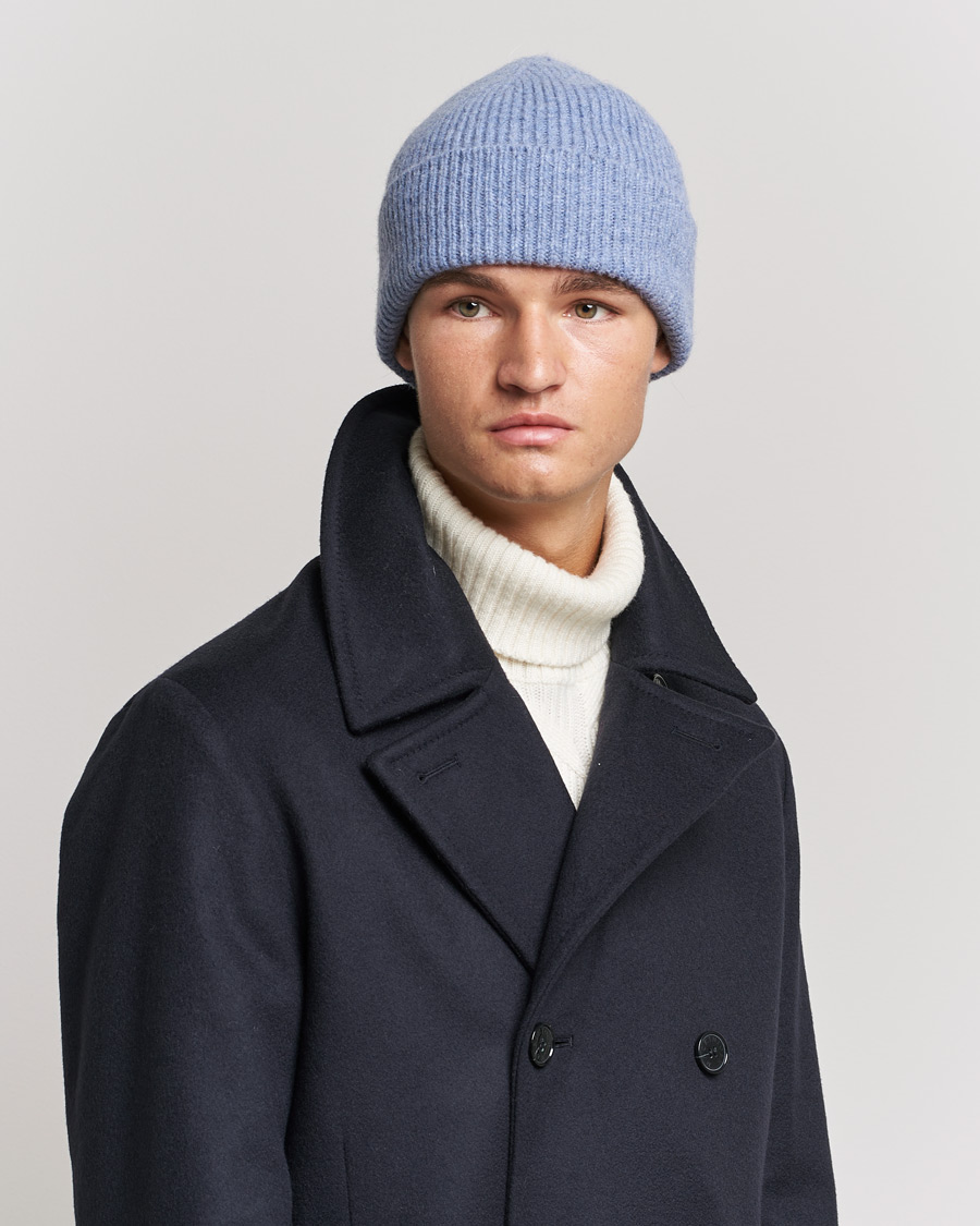 Herre | | Le Bonnet | Lambswool/Caregora Beanie Washed Denim