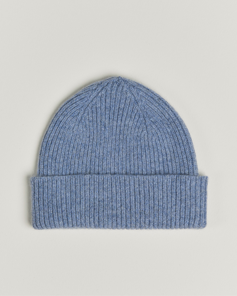 Herre | Luer | Le Bonnet | Lambswool/Caregora Beanie Washed Denim